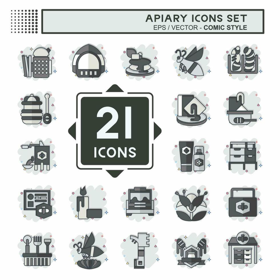 Icon Set Apiary. related to Farm symbol. comic style. simple design editable. simple illustration vector