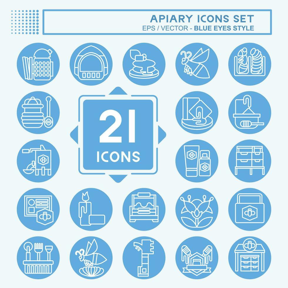 Icon Set Apiary. related to Farm symbol. blue eyes style. simple design editable. simple illustration vector