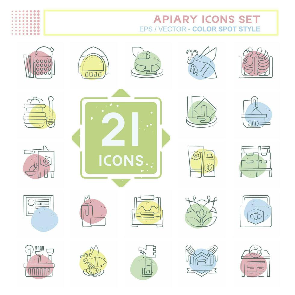 Icon Set Apiary. related to Farm symbol. Color Spot Style. simple design editable. simple illustration vector