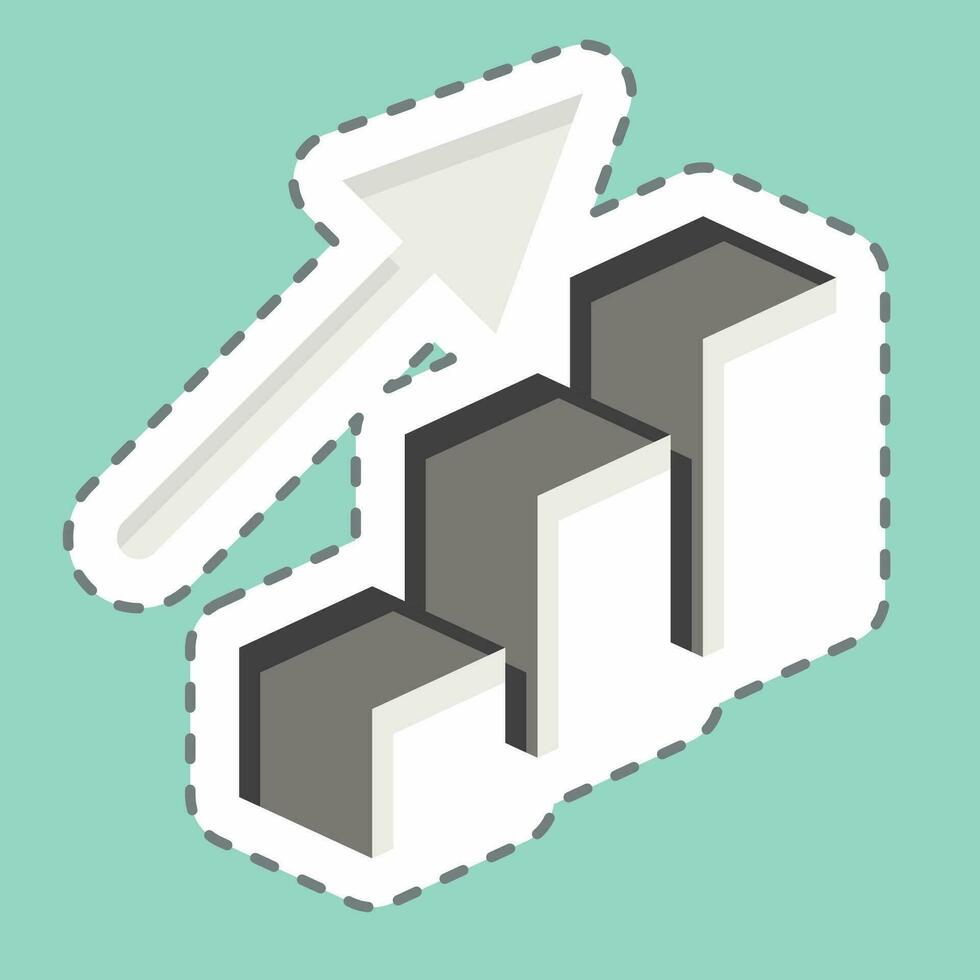 Sticker line cut Bar Chart. related to 3D Visualization symbol. simple design editable. simple illustration vector
