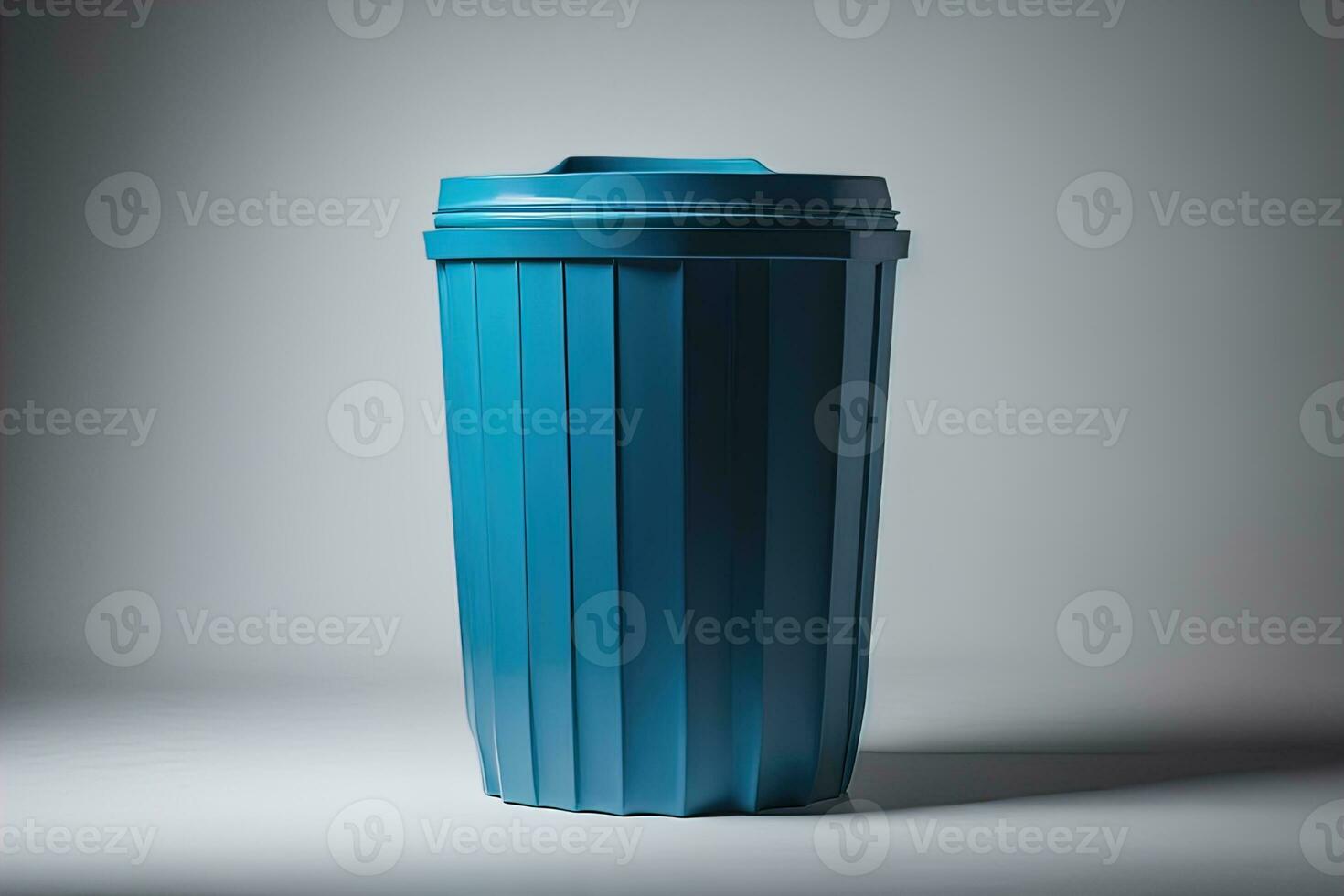 Garbage can on a colorful wall background, vintage color tone style. ai generative photo