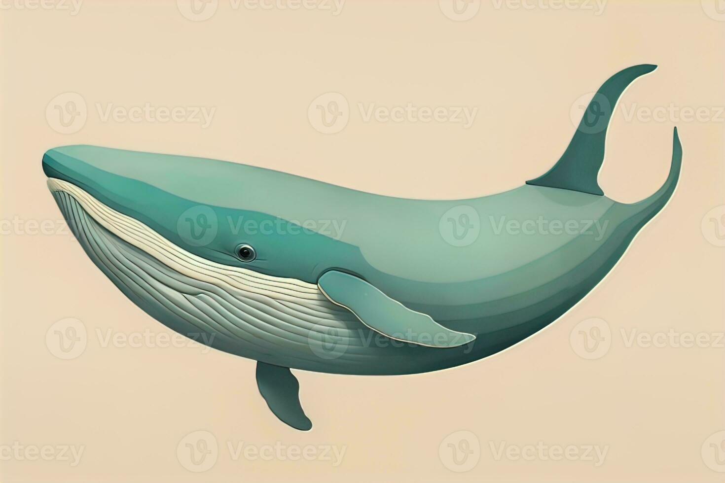 Blue whale isolated on a solid clor background. ai generative photo