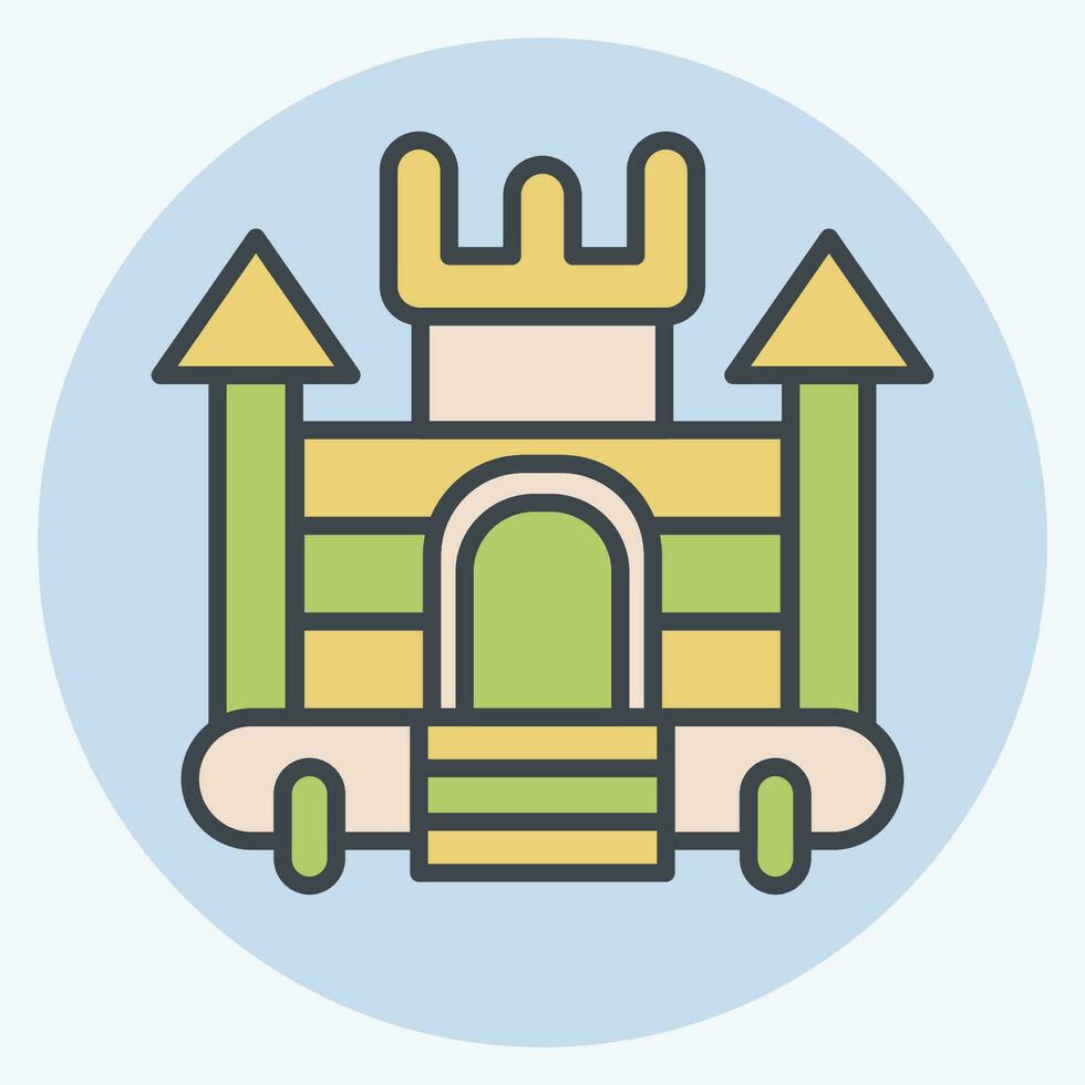 Icon Inflatable Castle. related to Amusement Park symbol. color mate style. simple design editable. simple illustration vector