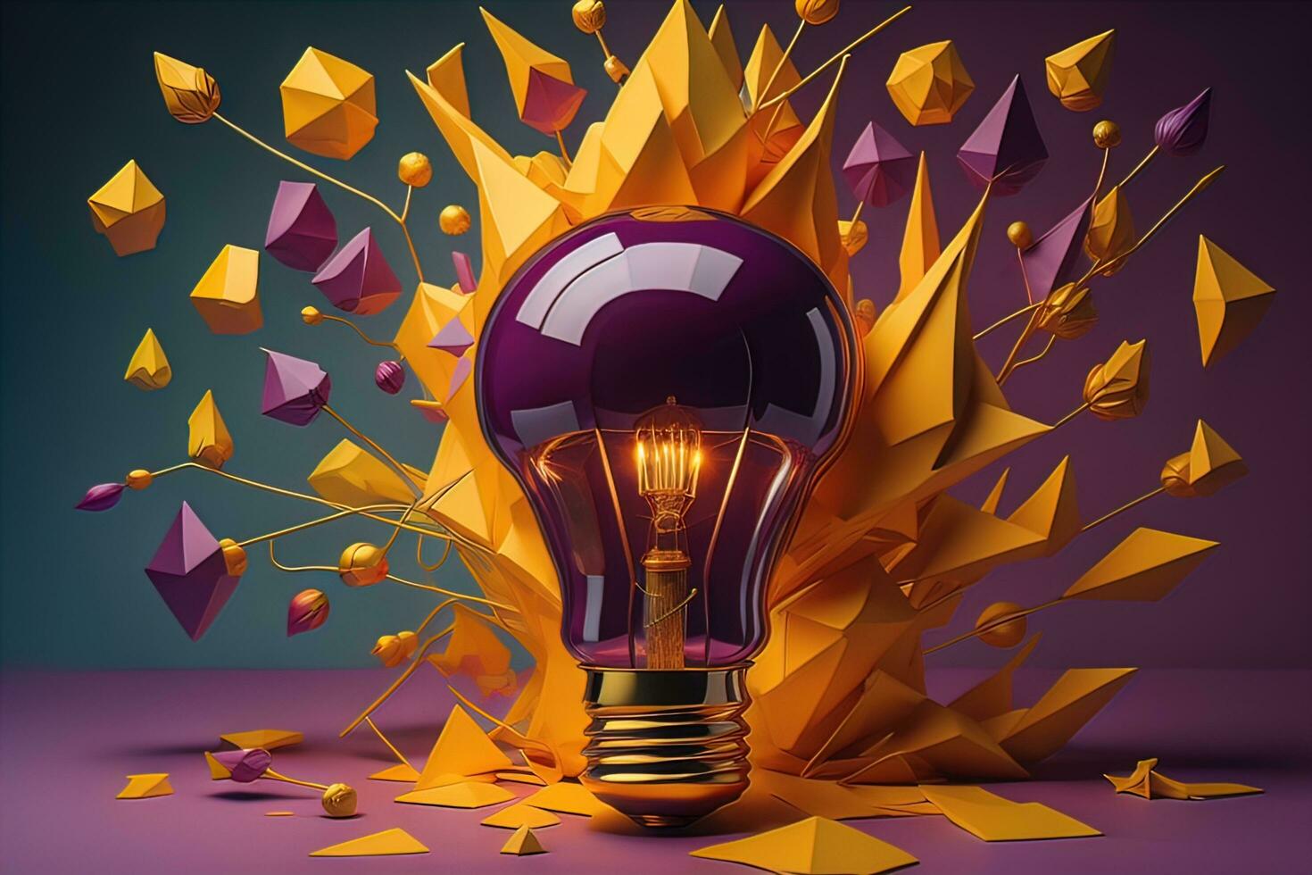 Glowing glass light bulb on dark background. ai generative photo
