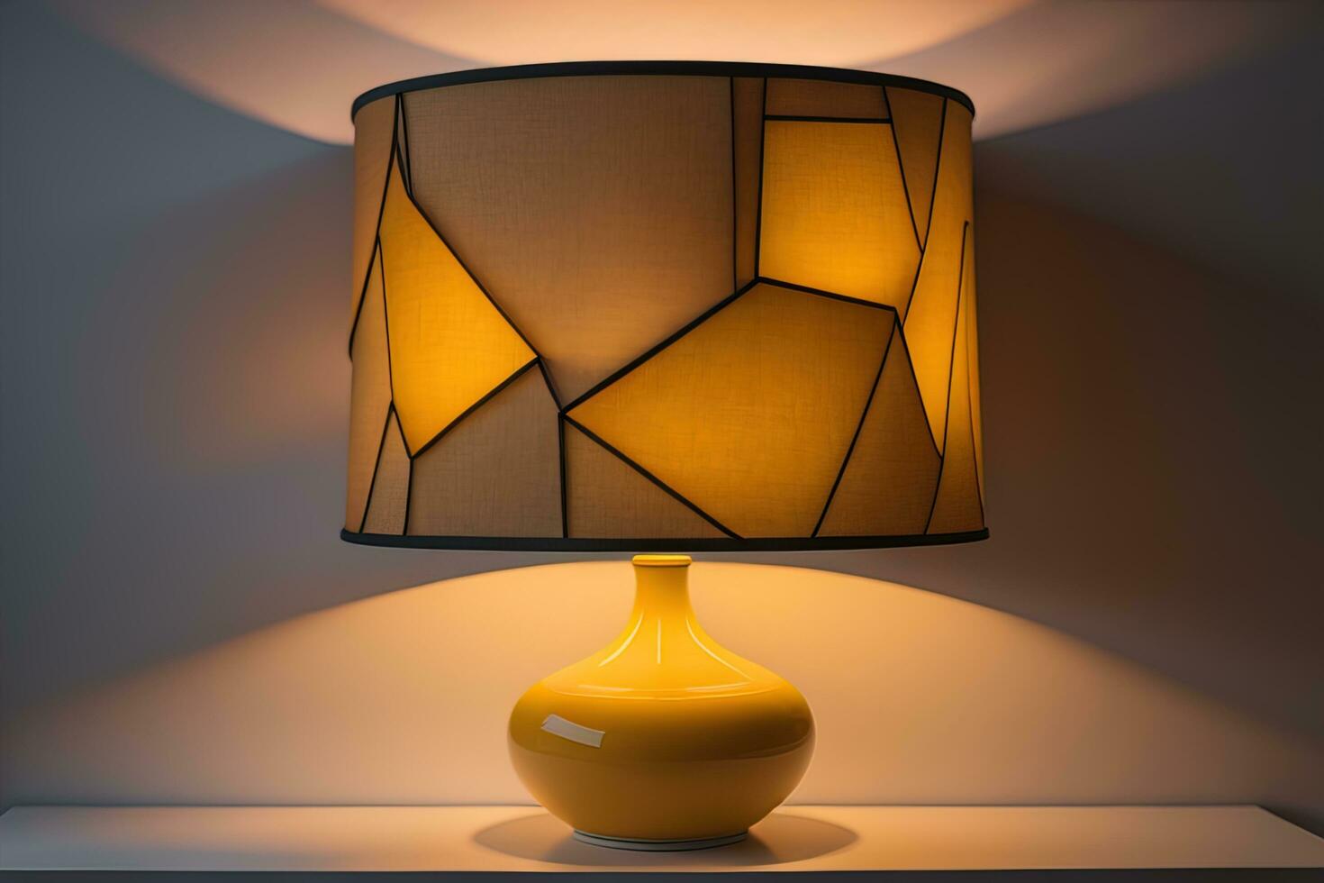 decorative table lamp on solid color background. ai generative photo