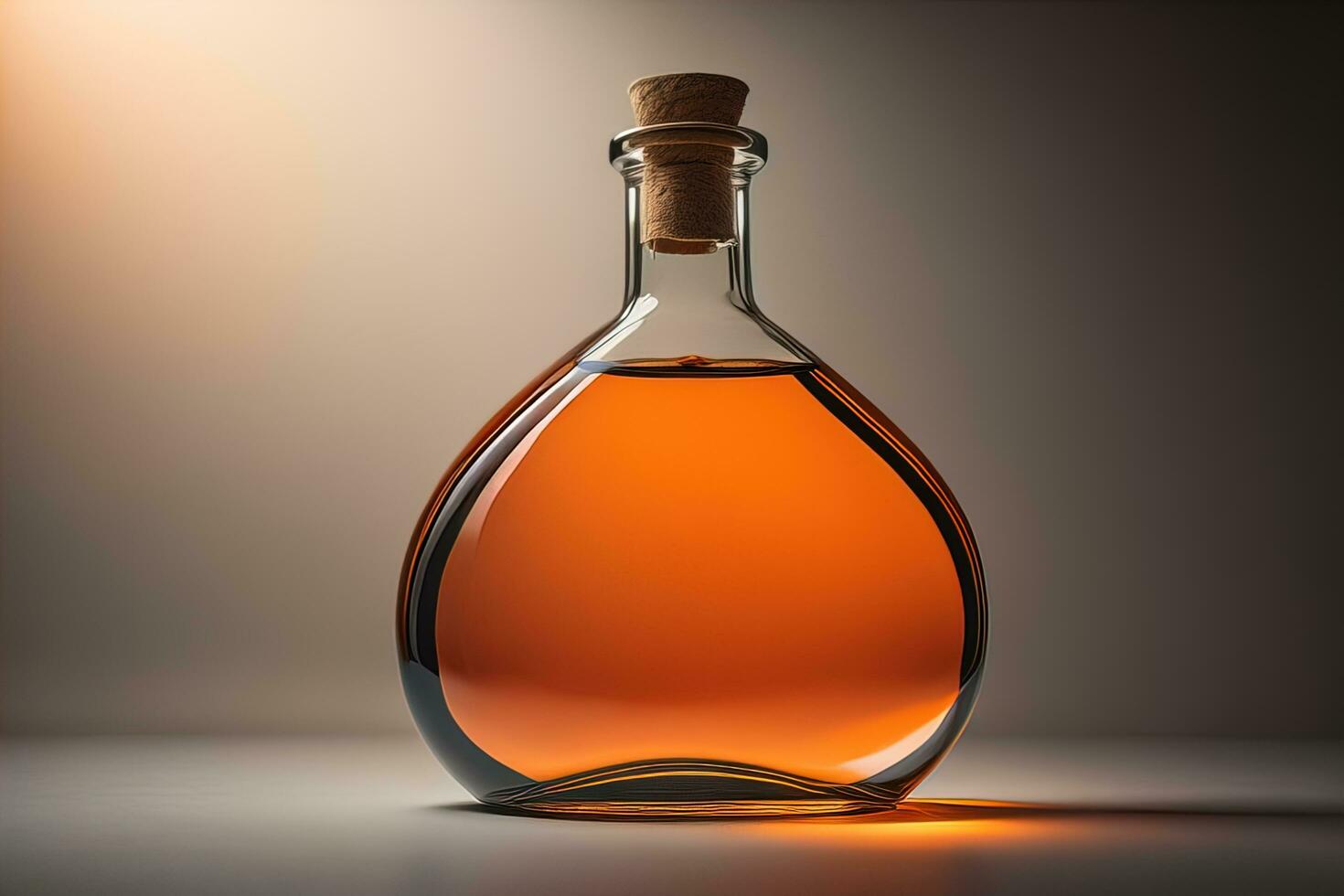 Bottle with a liquid on a solid color background. ai generative photo