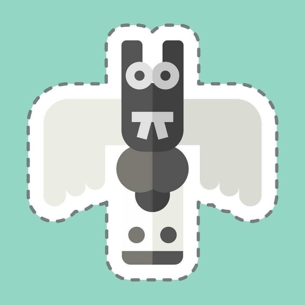 Sticker line cut Totem. related to Alaska symbol. simple design editable. simple illustration vector