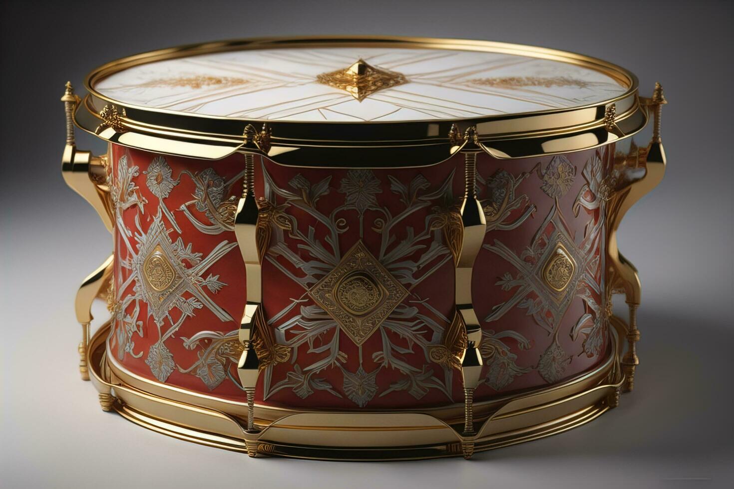 Colorful drum on a solid color background. ai generative photo
