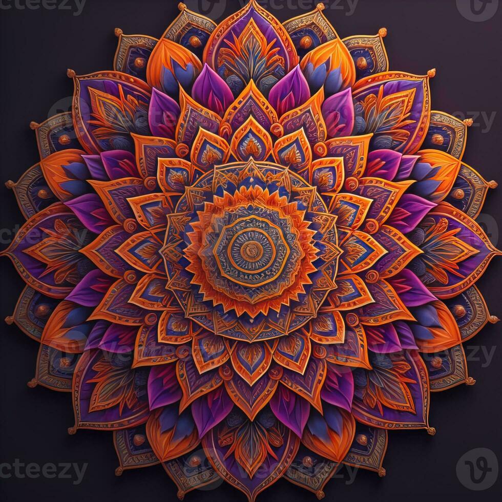 Mandala pattern. Vintage decorative elements. Hand drawn oriental background. ai generative photo