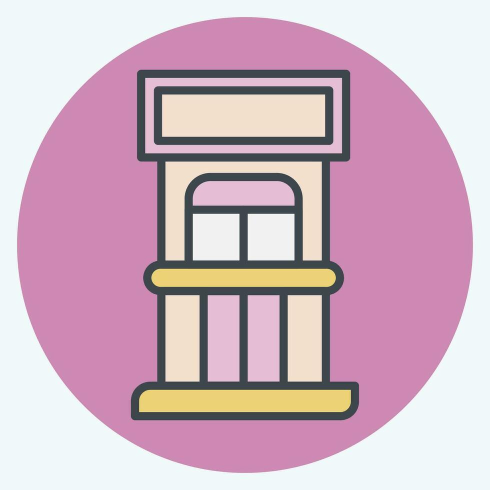 Icon Ticket Office. related to Amusement Park symbol. color mate style. simple design editable. simple illustration vector