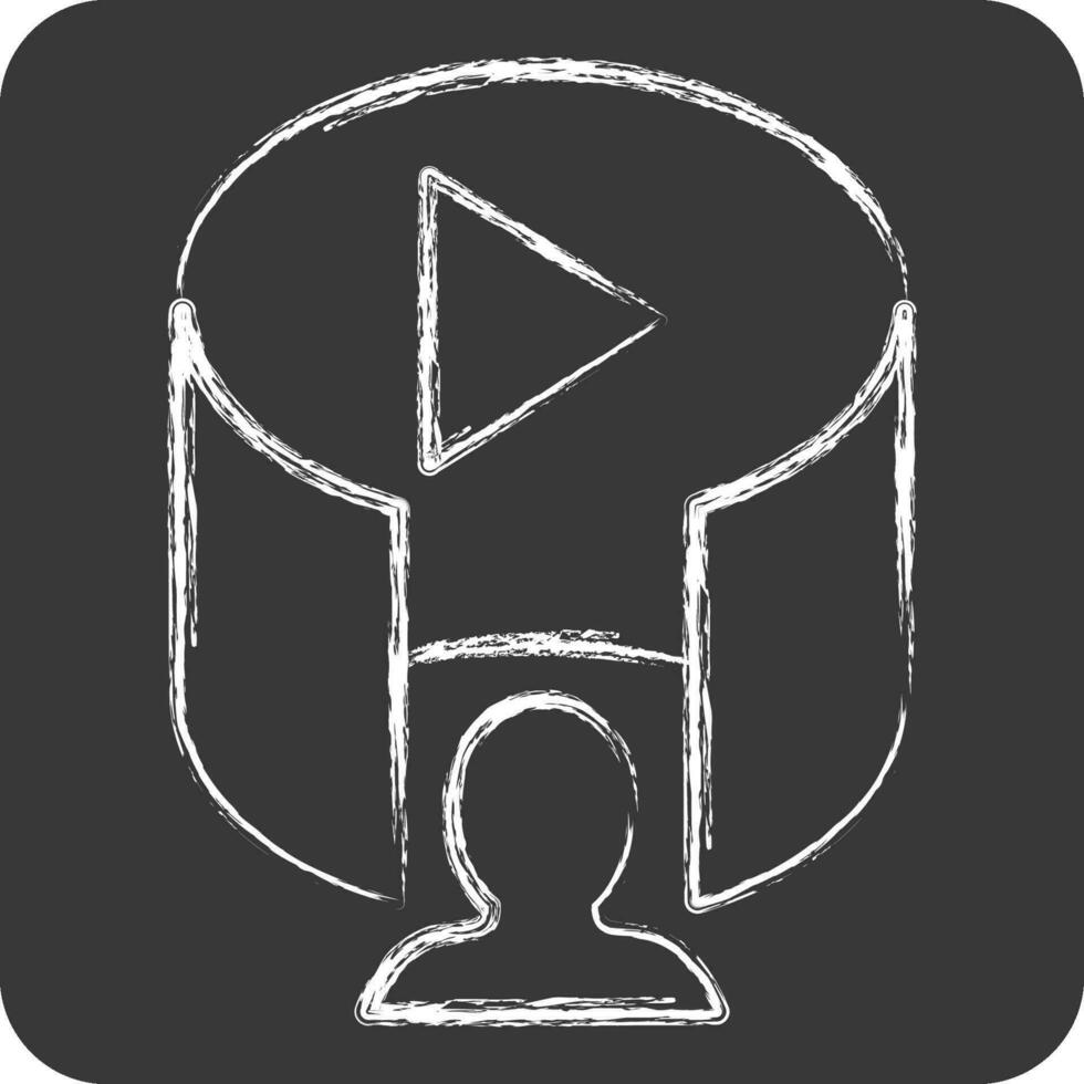 Icon VR Video. related to 3D Visualization symbol. chalk Style. simple design editable. simple illustration vector