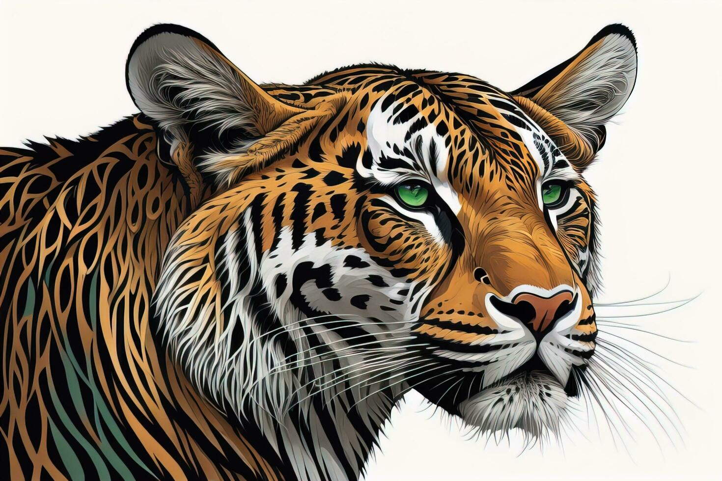 Portrait of a tiger on a solid color background. Close-up. ai generative photo