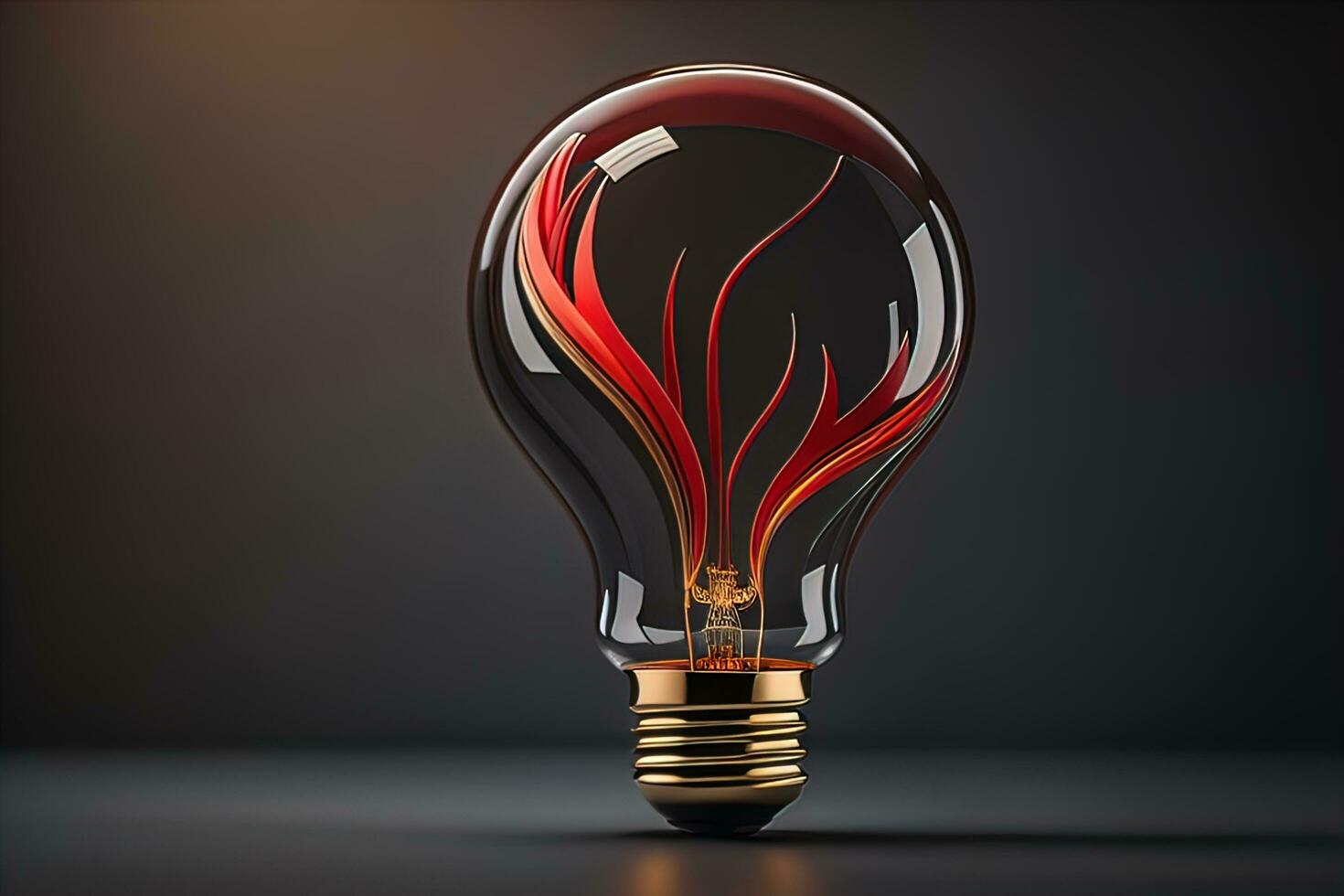 Glowing glass light bulb on dark background. ai generative photo