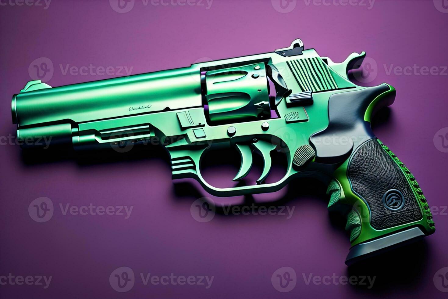 Semi-automatic handgun on a solid color background. Close-up. ai generative photo
