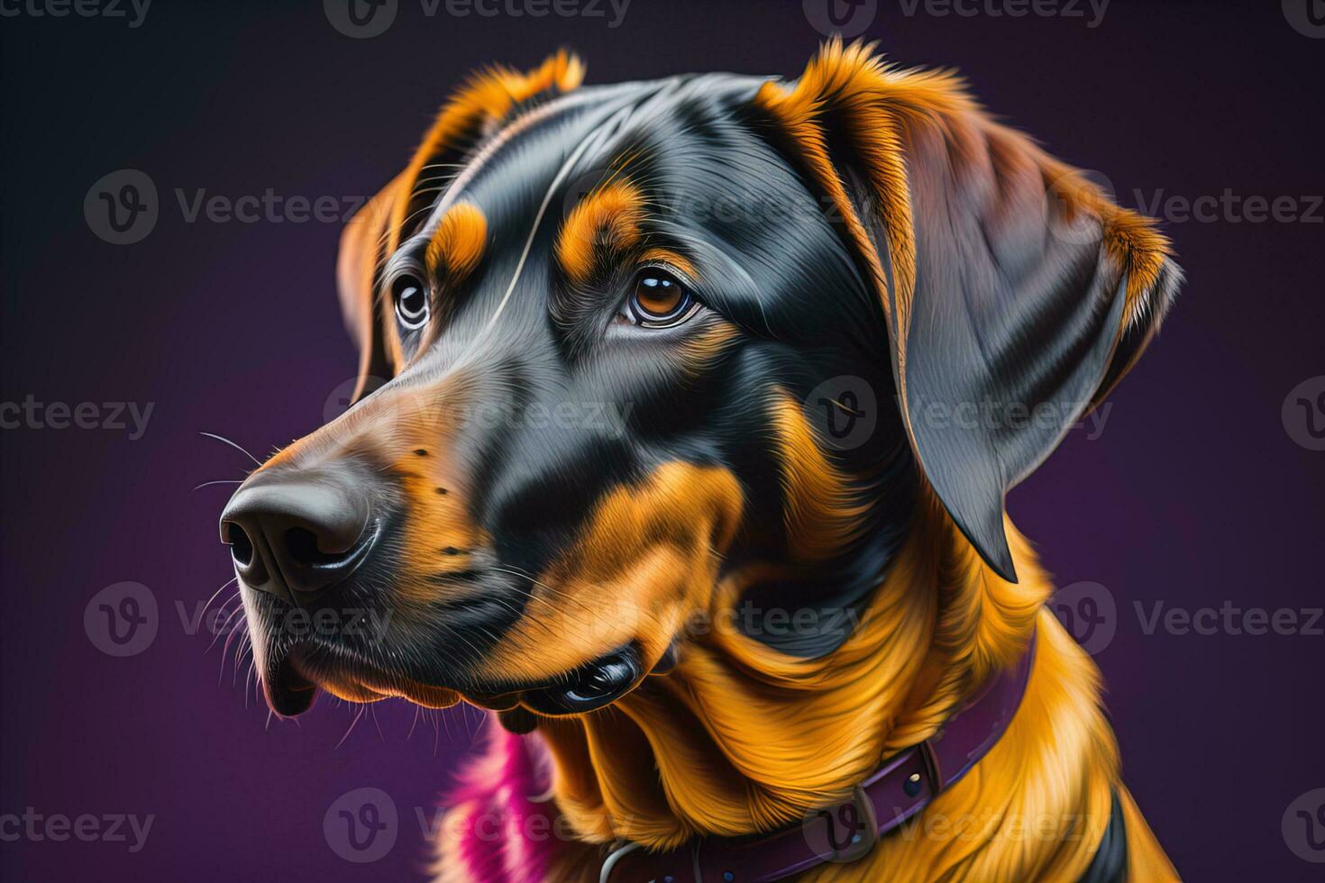 Portrait of a cute dog on a colorful background. Studio shot. ai generative photo