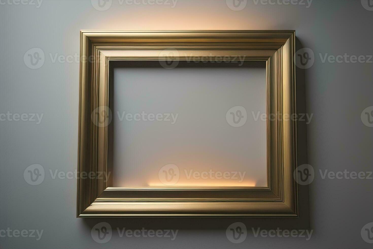 Glass picture frame on a solid color background. ai generative photo