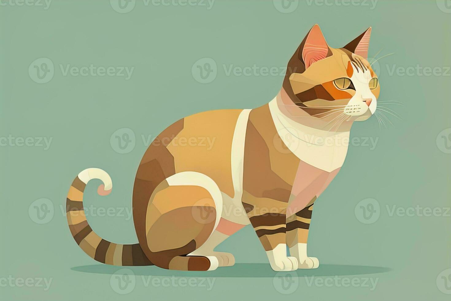 linda gato sentado en el piso. vector ilustración en retro estilo. ai generativo foto