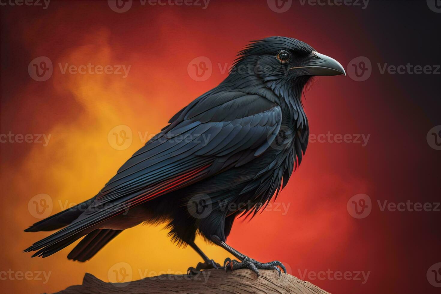 Close up portrait of a black raven, Corvus corax. ai generative photo