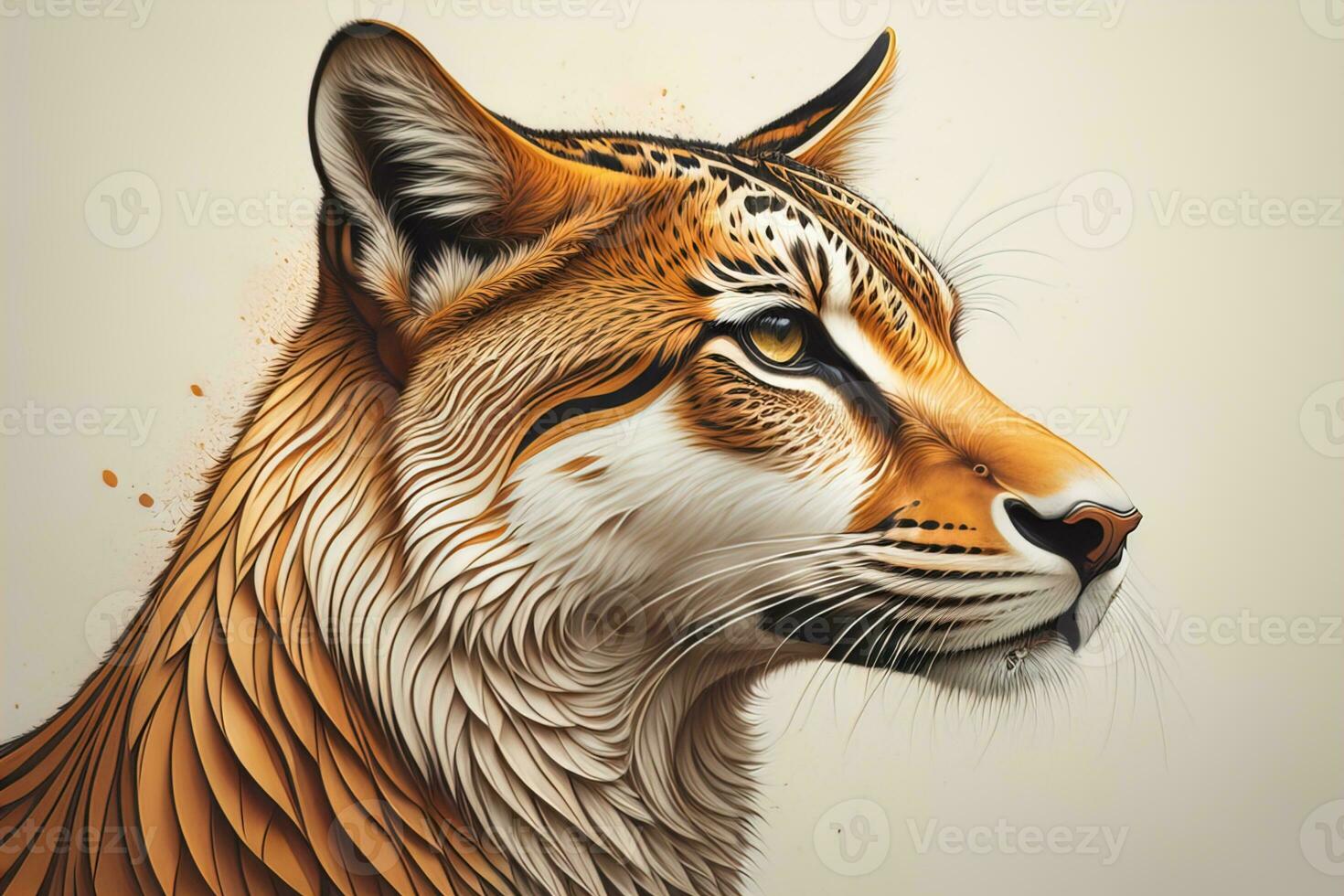 Tiger head with colorful background. ai generative photo
