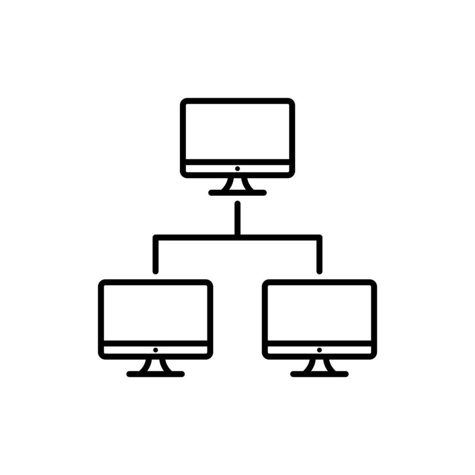 Computer network, client server, connection, intranet icon in line style design isolated on white background. Editable stroke. vector