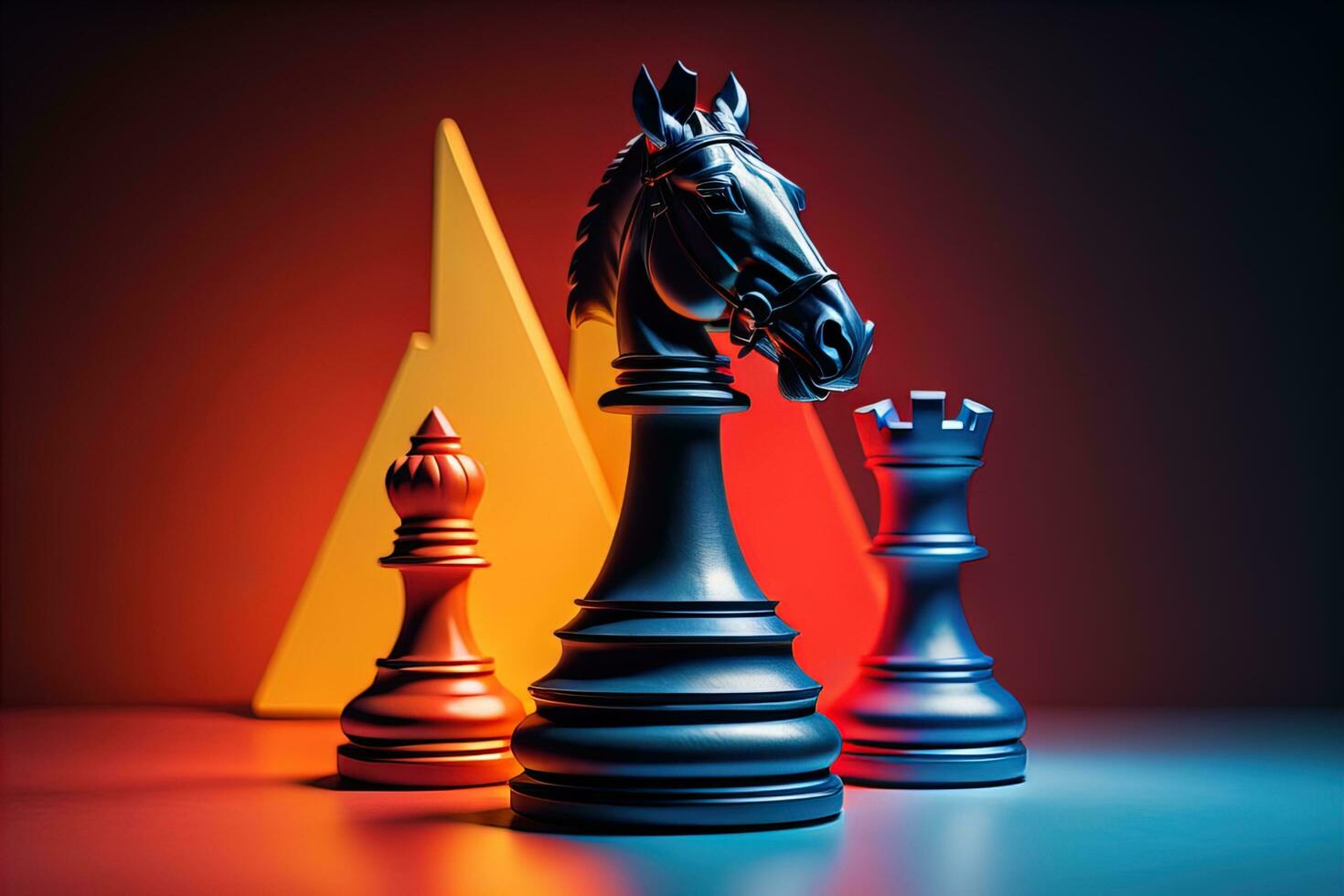 Different chess piece on a solid color background. ai generative photo