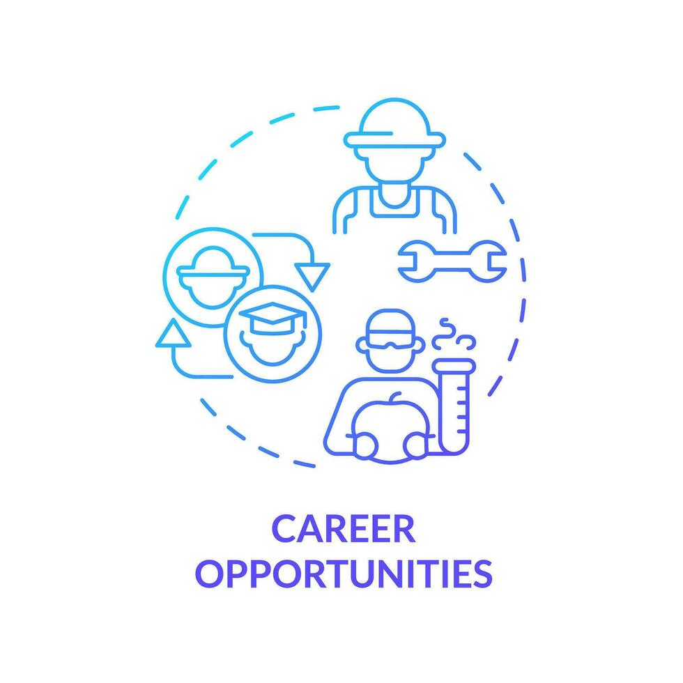 Career opportunities blue gradient concept icon. College education. Professional development. Agriculture industry. Round shape line illustration. Abstract idea. Graphic design. Easy to use vector