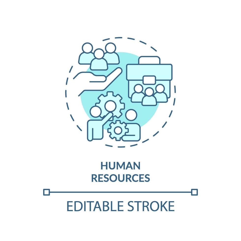 Editable human resources blue icon concept, isolated vector, enterprise resource planning thin line illustration. vector