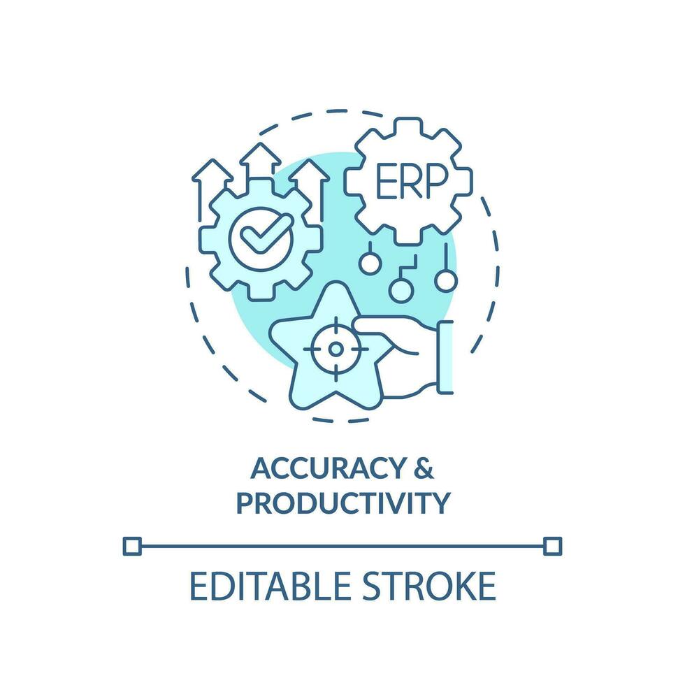 Editable accuracy and productivity blue icon concept, isolated vector, enterprise resource planning thin line illustration. vector