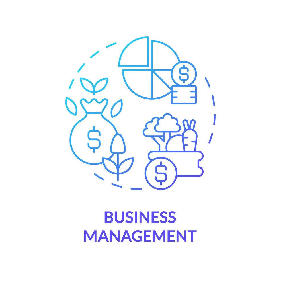 Business management blue gradient concept icon. Strategic planning. Crop rotation. Market analysis. Farm industry. Round shape line illustration. Abstract idea. Graphic design. Easy to use vector