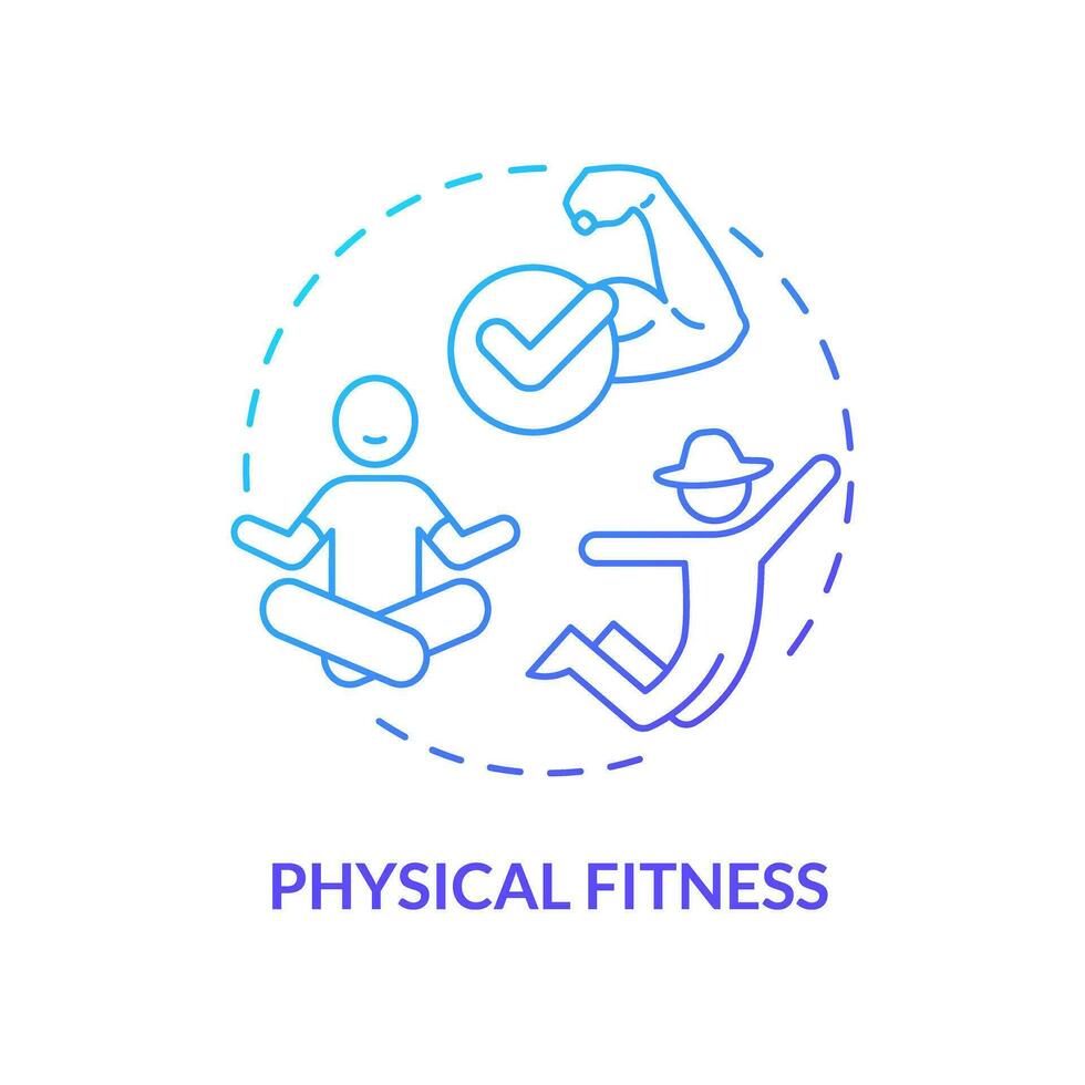Physical fitness blue gradient concept icon. Manual labor. Body strength. Farm work. Healthy lifestyle. Well being. Round shape line illustration. Abstract idea. Graphic design. Easy to use vector