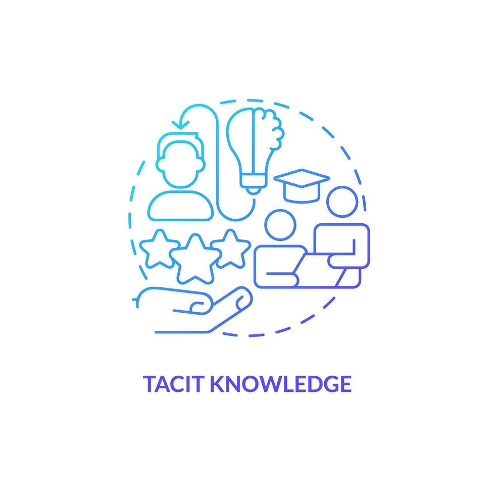 Blue gradient tacit knowledge thin line icon concept, isolated vector, illustration representing knowledge management vector