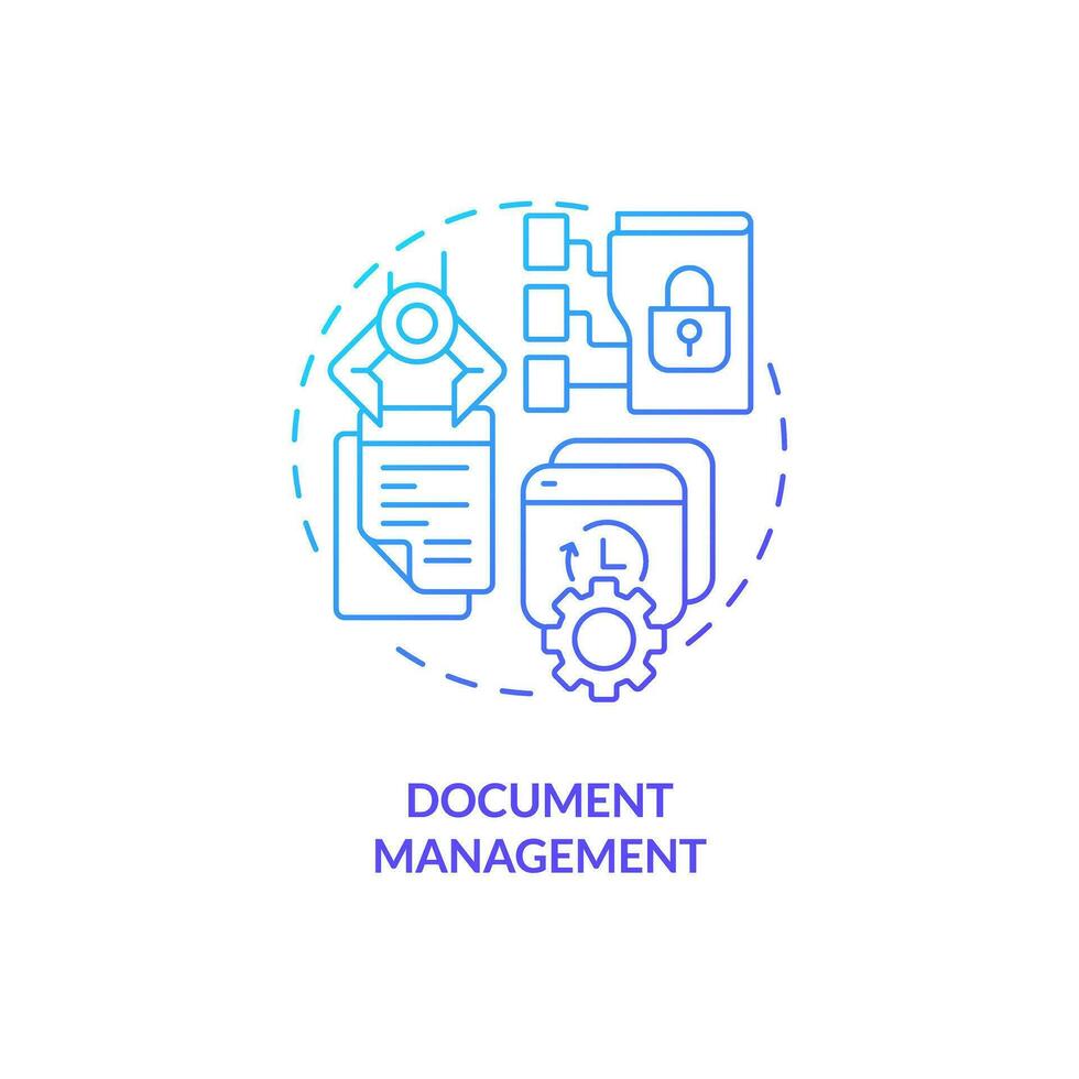 Blue gradient document management thin line icon concept, isolated vector, illustration representing knowledge management. vector