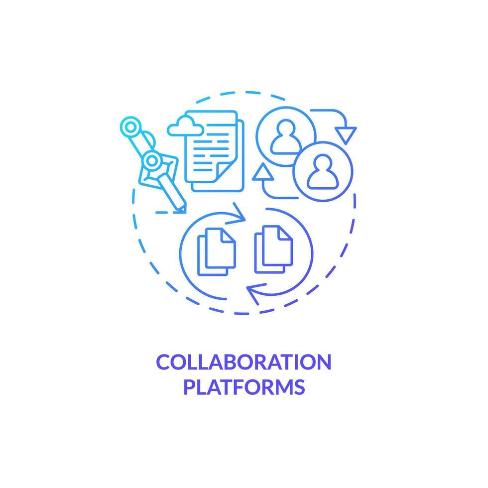 Blue gradient collaboration platforms thin line icon concept, isolated vector, illustration representing knowledge management. vector