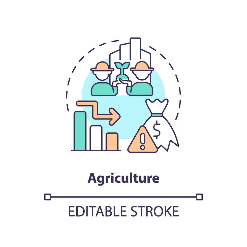 2D editable agriculture thin line icon concept, isolated vector, multicolor illustration representing overproduction. vector