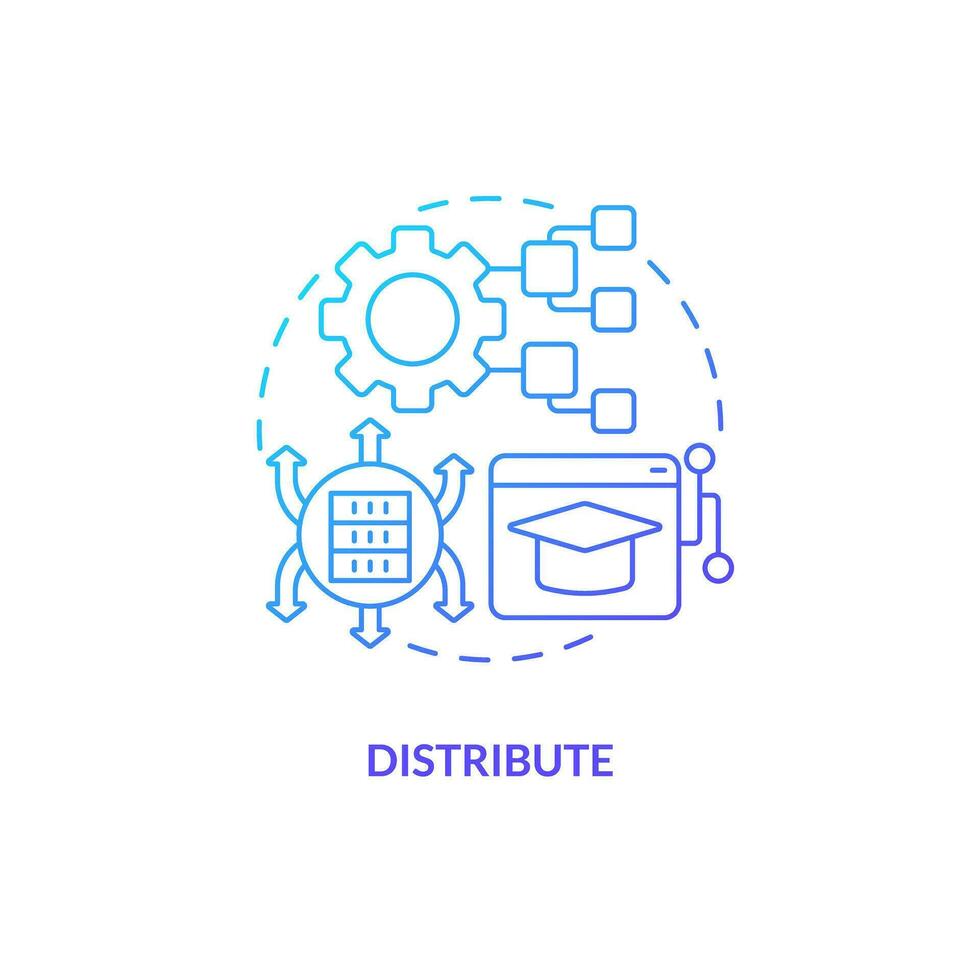 Blue gradient distribute thin line icon concept, isolated vector, illustration representing knowledge management. vector