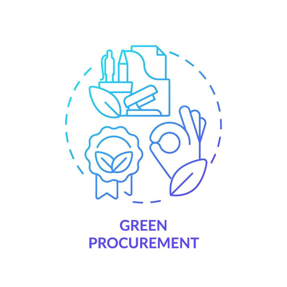 Blue gradient green procurement icon concept, isolated vector, sustainable office thin line illustration. vector