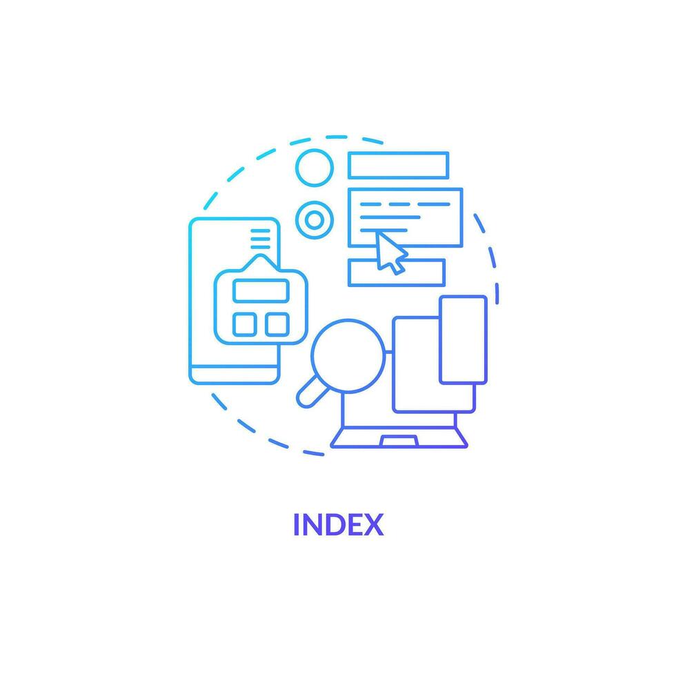 Blue gradient index thin line icon concept, isolated vector, illustration representing knowledge management. vector