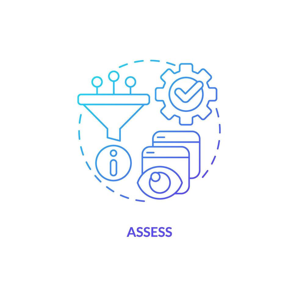 Blue gradient assess thin line icon concept, isolated vector, illustration representing knowledge management. vector