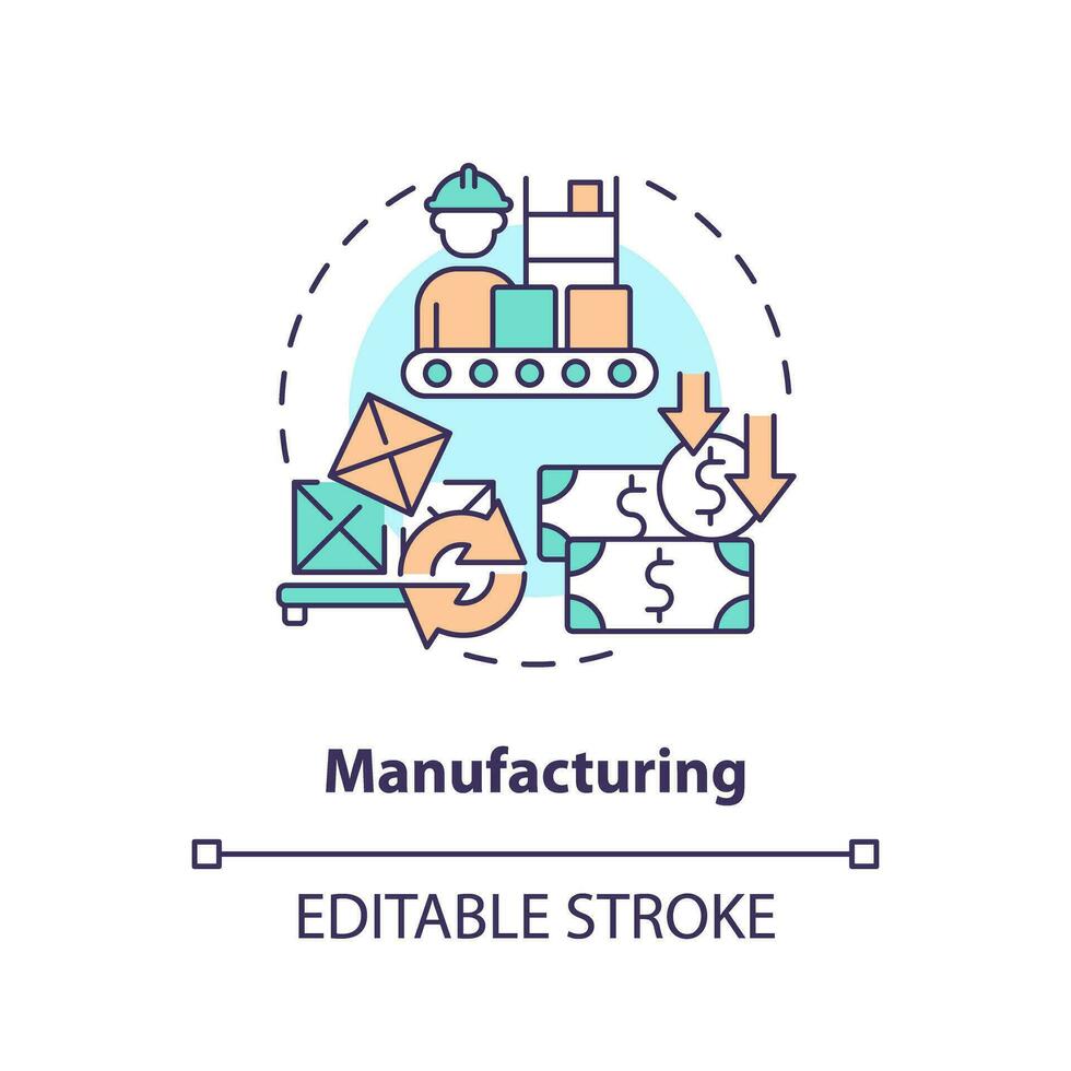 2D editable manufacturing thin line icon concept, isolated vector, multicolor illustration representing overproduction. vector