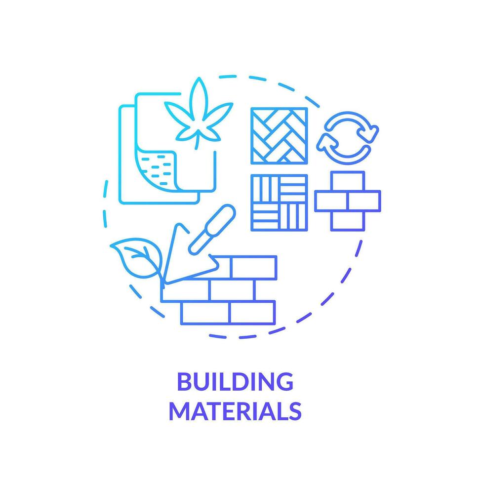 Blue gradient building materials icon concept, isolated vector, sustainable office thin line illustration. vector