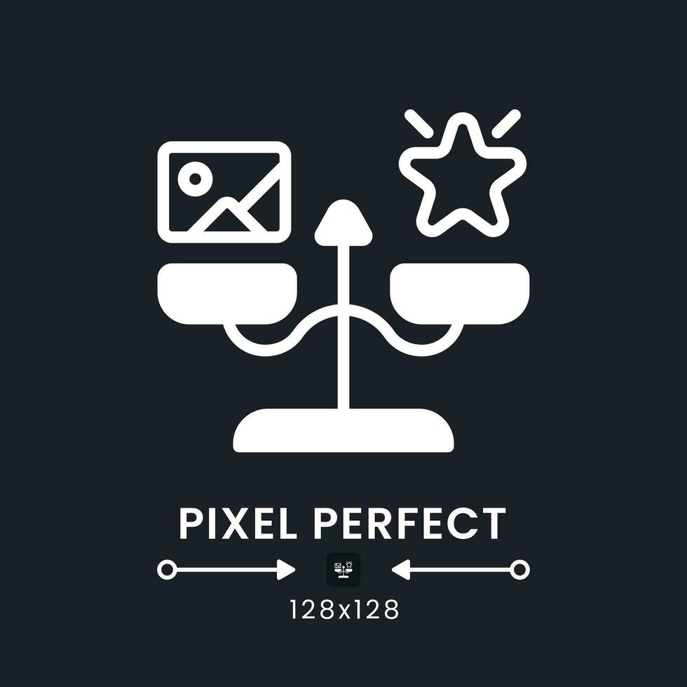 Implicit association testing white solid desktop icon. Physiological signals measurement. Pixel perfect 128x128, outline 4px. Silhouette symbol for dark mode. Glyph pictogram. Vector isolated image