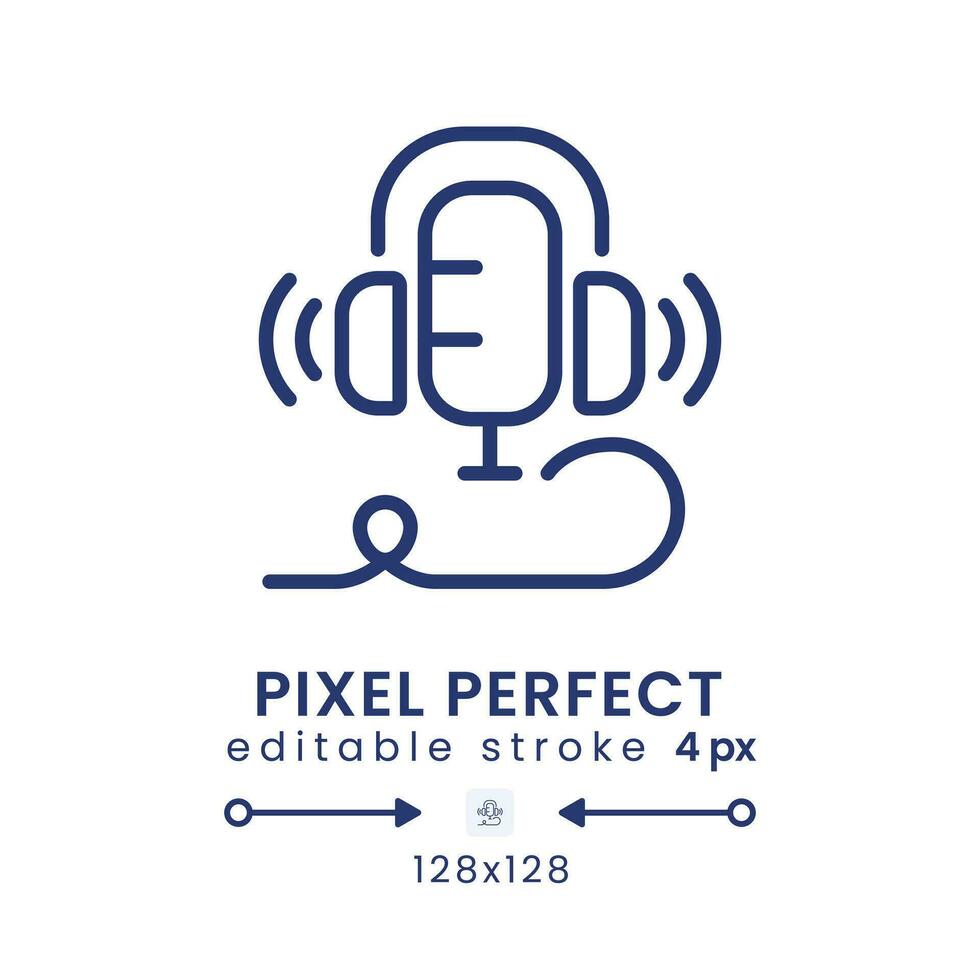 Live audio podcast linear desktop icon. Streaming service. Online show. On air. Pixel perfect 128x128, outline 4px. GUI, UX design. Isolated user interface element for website. Editable stroke vector