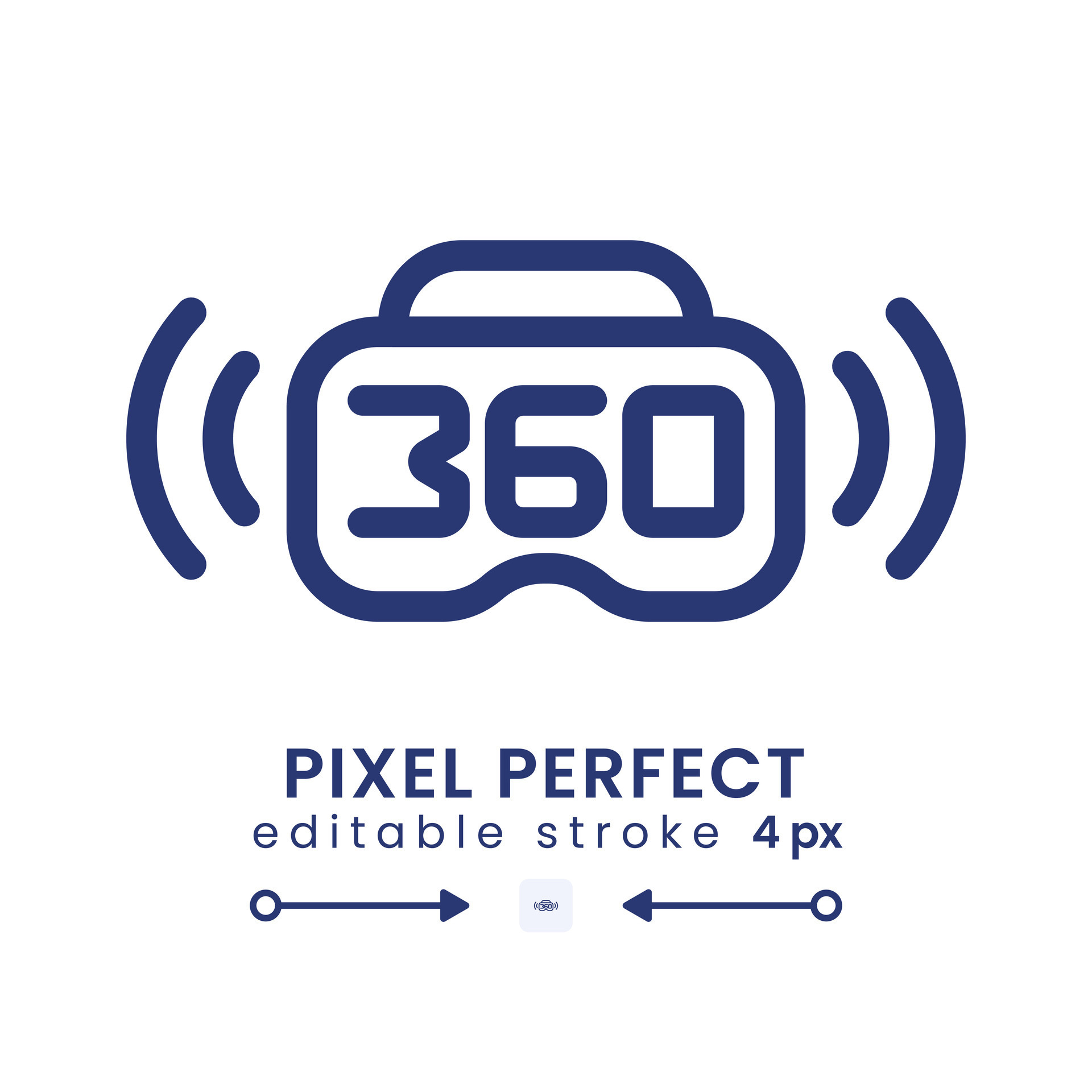 360 live streaming linear desktop icon. Broadcast device. VR technology