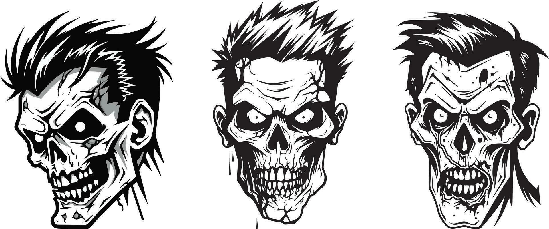 Halloween zombie vector collection, zombie silhouette, black vector