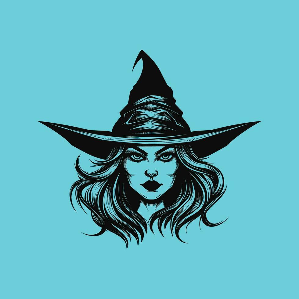 Witchy Silhouette with Eerie Head vector