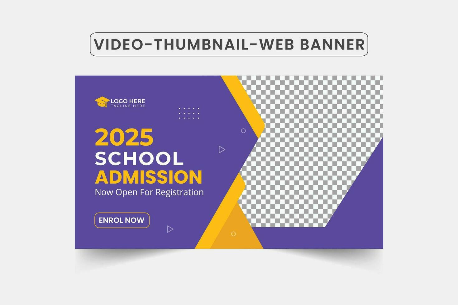 kids admission video thumbnail template design web banner layout Editable Video thumbnail template for social media vector