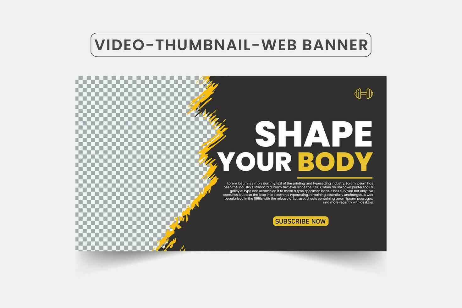 Fitness gym training thumbnail design for any videos. Fitness gym customizable video thumbnail and web banner .Editable Video cover photo template for Any social media.and Video Promoti Tutorials. vector