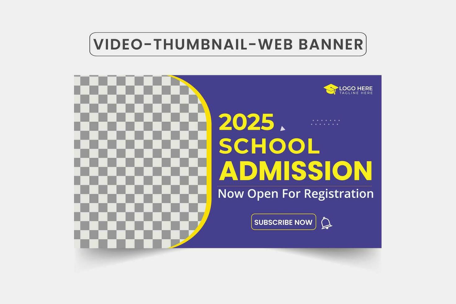 Kids school admission thumbnail .Customizable video thumbnail and web banner template. Admission Editable Video thumbnail design for social media or any videos. vector