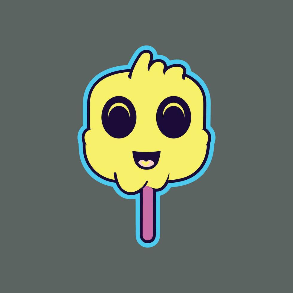 a mouth eating a cute marshmallow logo vector