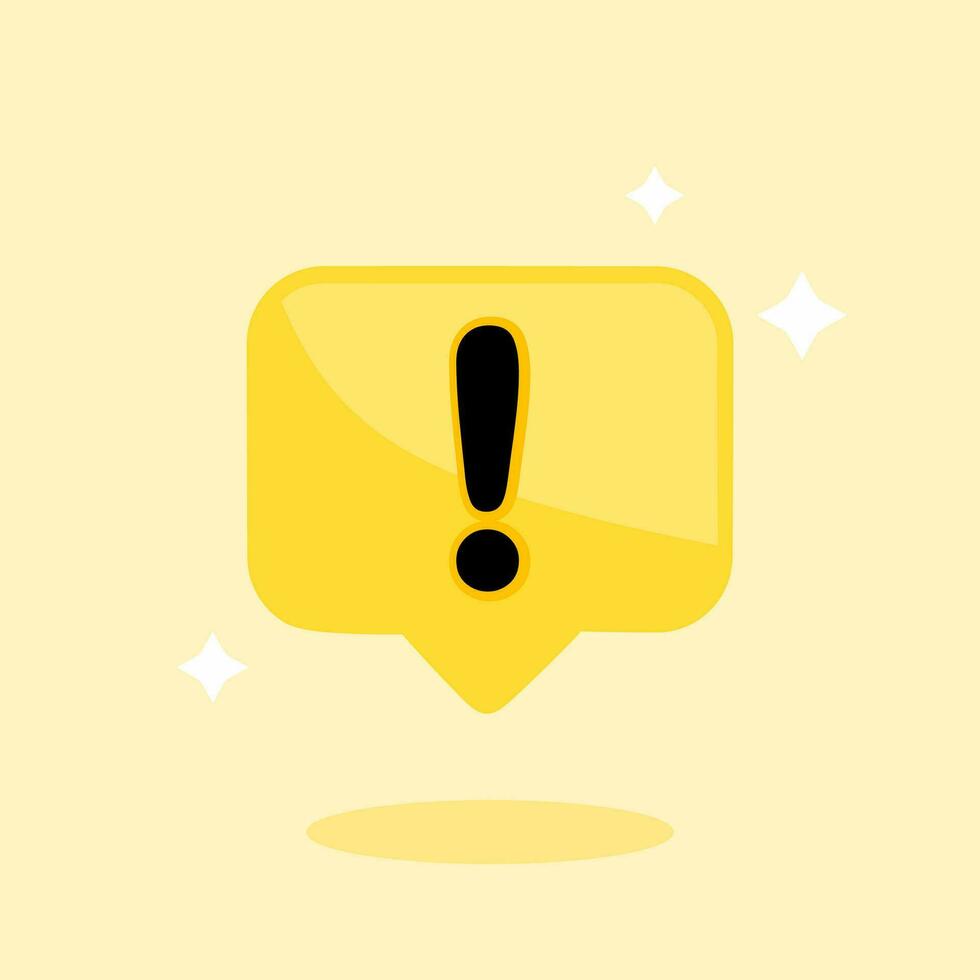 Yellow danger alert notification reminder icon chat message bubble symbol background vector